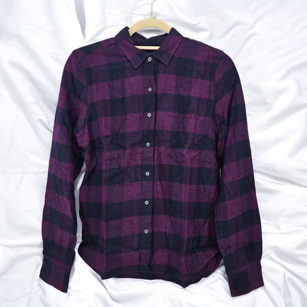Untuckit Kir Shirt Women's Size 2  Purple Blue Button Up Cotton Long Sleeve NWOT